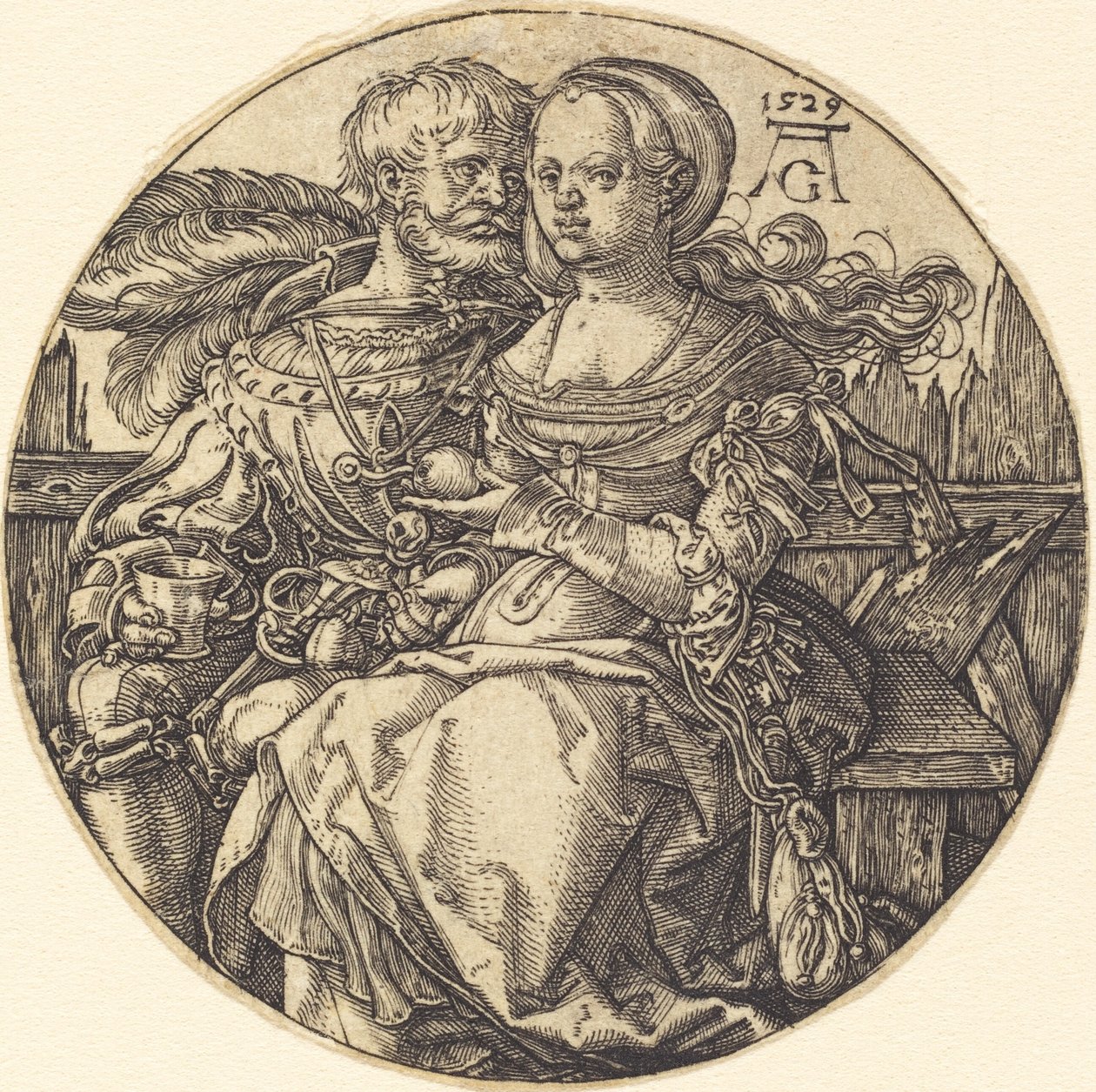 Ein Liebespaar sitzt von Heinrich Aldegrever