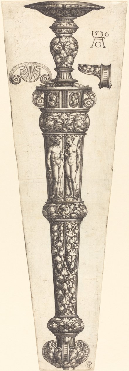 Große Dolchscheide mit nacktem Paar von Heinrich Aldegrever