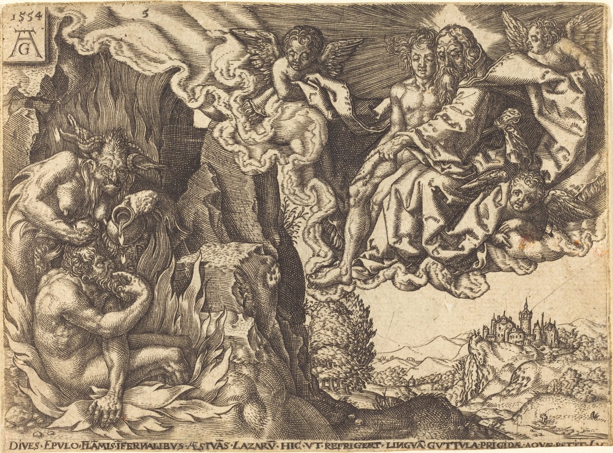 Der reiche Mann in der Hölle von Heinrich Aldegrever