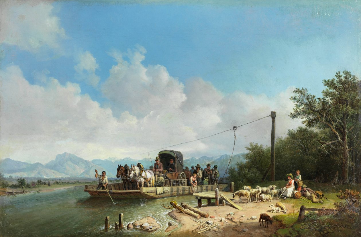 Fähre am Inn von Heinrich Burkel