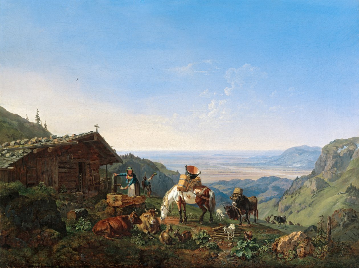 Auftrieb zur Alm an der Benediktenwand von Heinrich Burkel