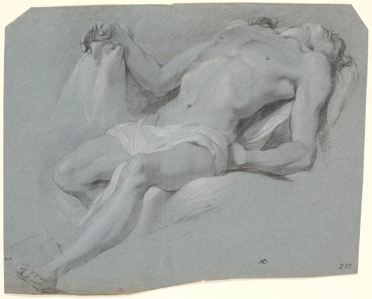 Liegendes männliches Modell; Studie zur Pietà? von Heinrich Dittmers