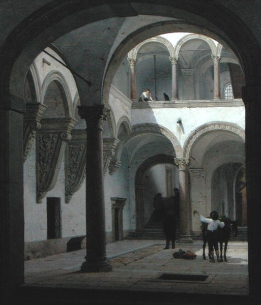 Hof des Palazzo Fava, Bologna von Heinrich Hansen