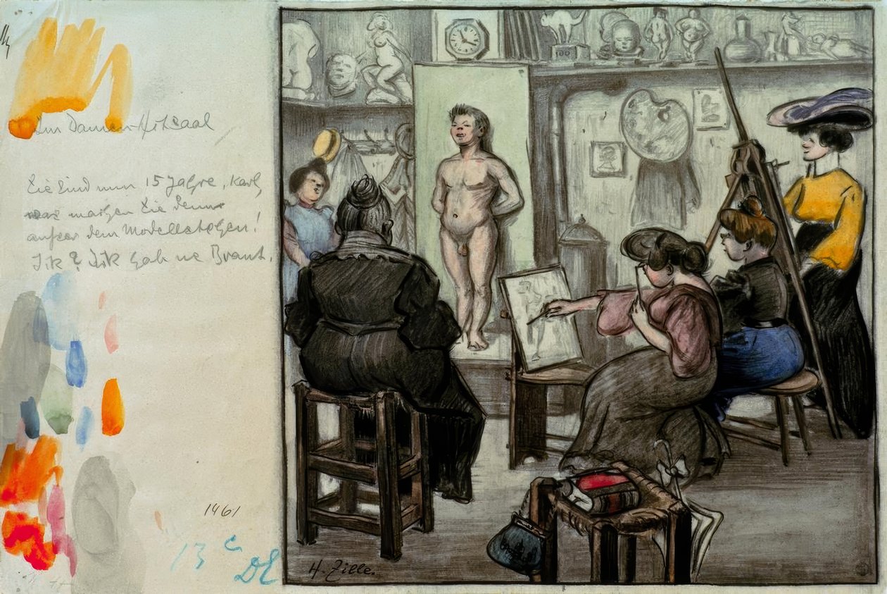 In der Damenklasse von Heinrich Zille