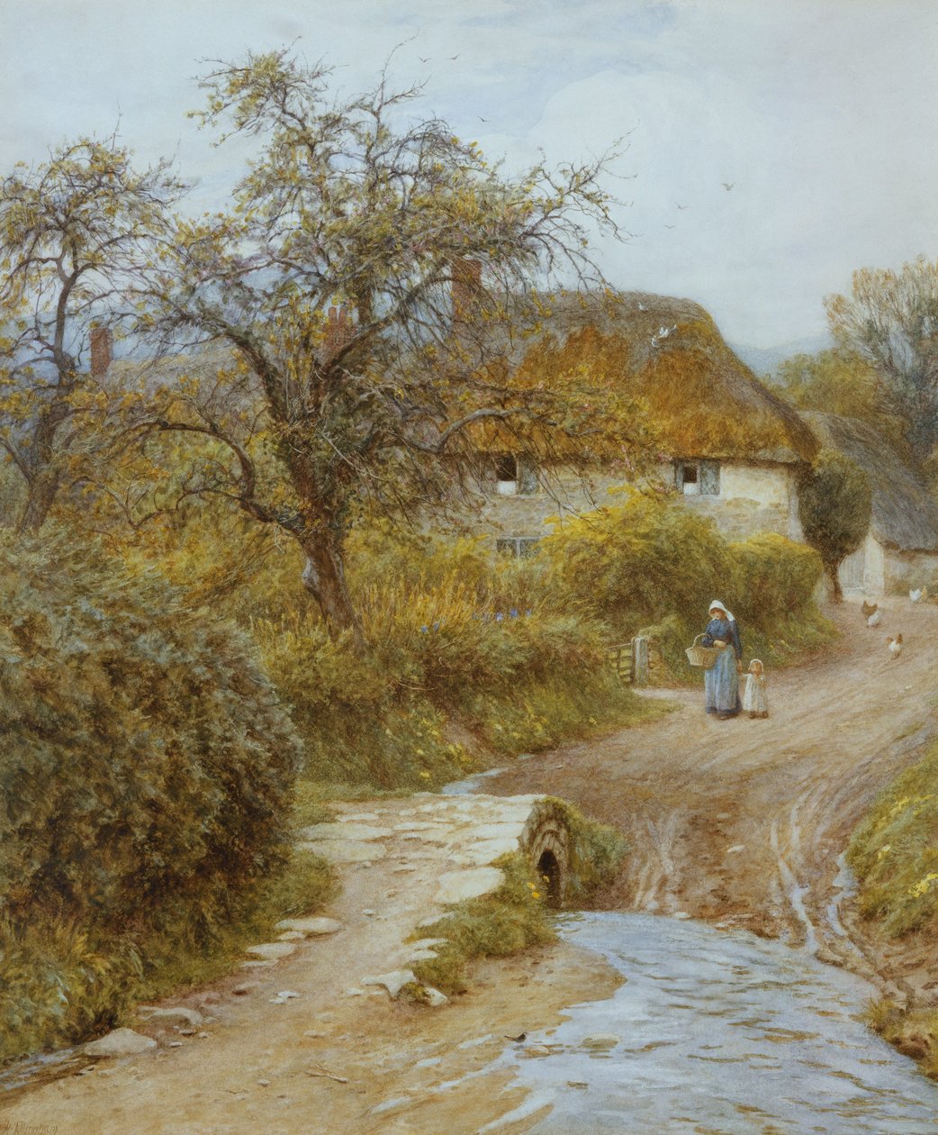 Hof auf dem Hügel, Symondsbury, Dorset von Helen Allingham