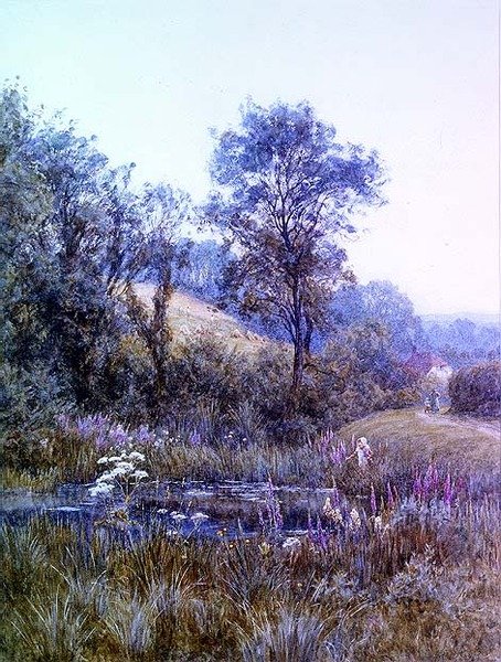 Blumen pflücken am Teich von Helen Allingham