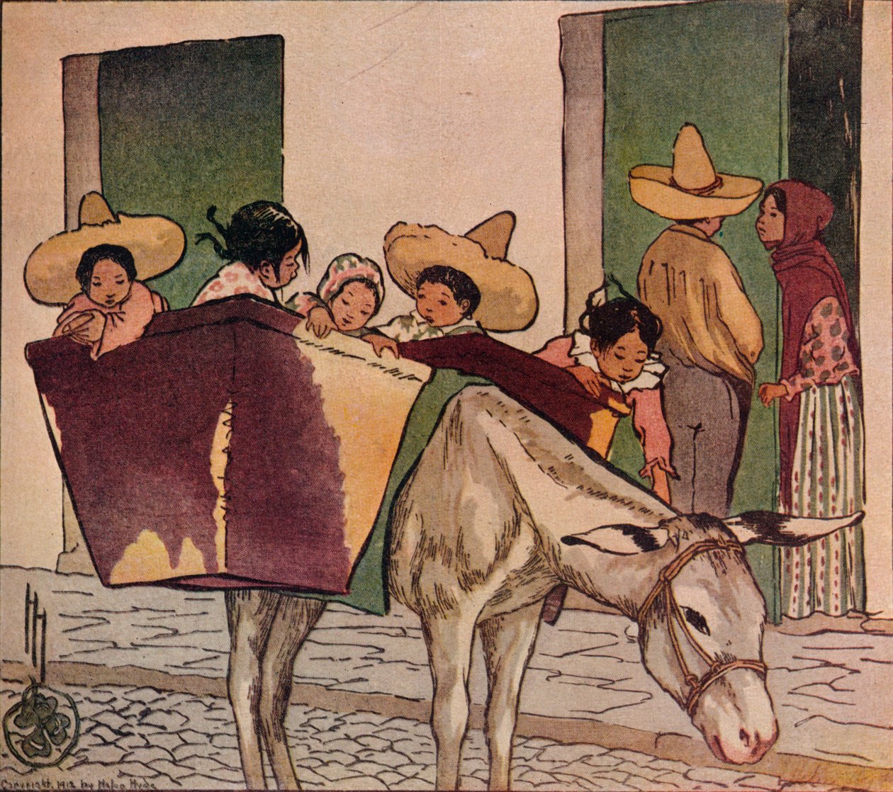 Eine Pause - Der Esel des Brotmännchens, 1912 von Helen Hyde