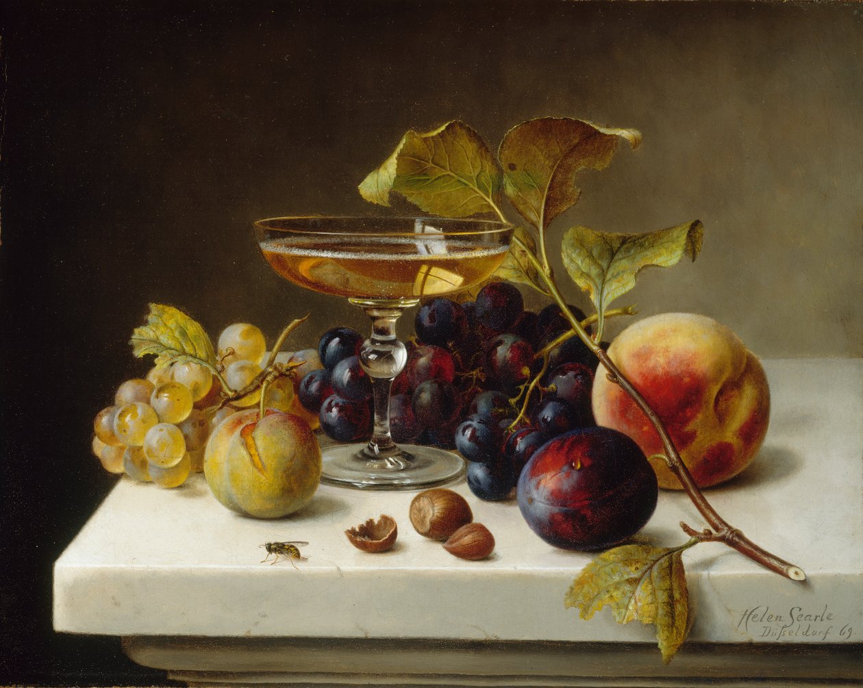 Stillleben mit Früchten und Champagner, 1869 von Helen Searle
