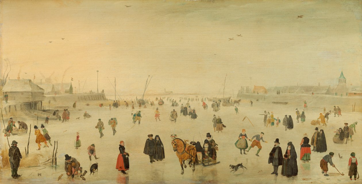 Szene auf dem Eis von Hendrick Avercamp