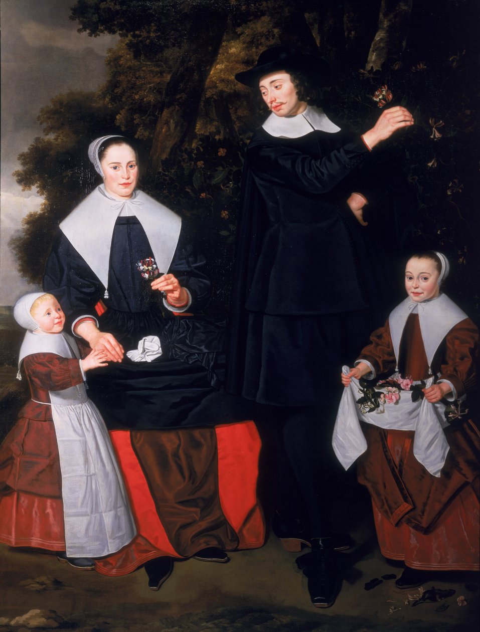 Ein Herr mit seiner Frau und zwei Kindern von Hendrick ten Oever