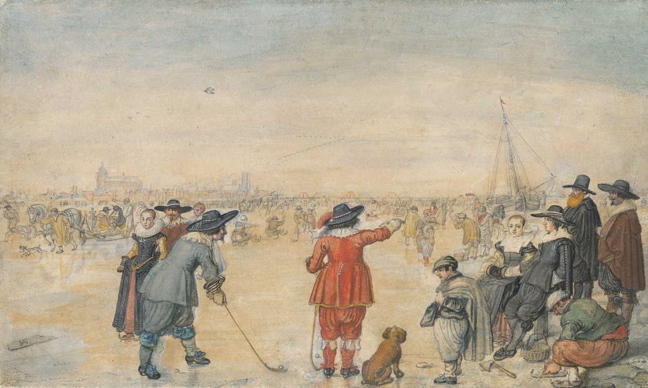 Winterspiele auf dem gefrorenen Fluss Ijssel von Hendrick Avercamp