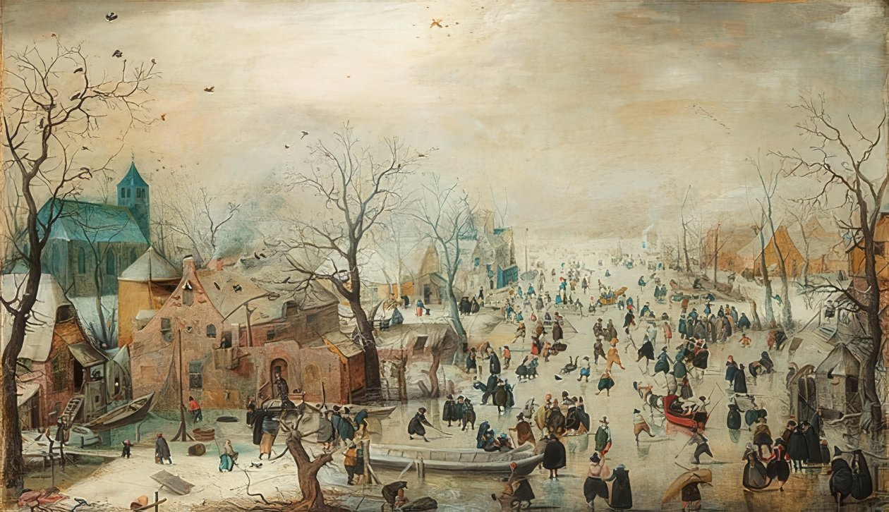 Winterlandschaft mit Schlittschuhläufern von Hendrick Avercamp