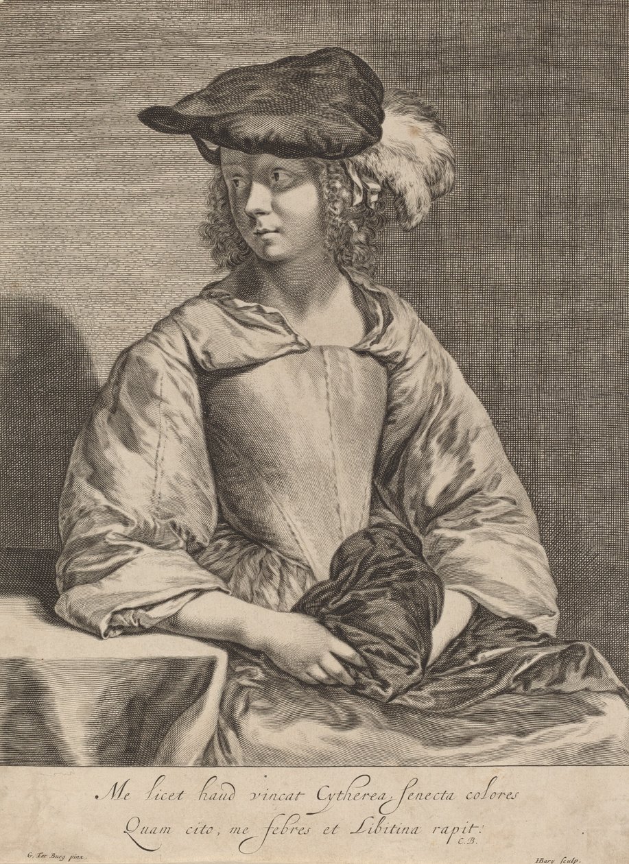 Mädchen mit Federhut von Hendrick Bary