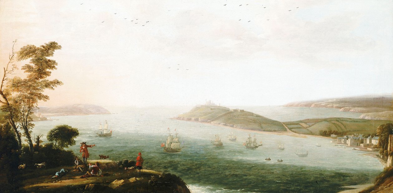 Ein Blick auf den Hafen von Falmouth von Hendrick Danckerts