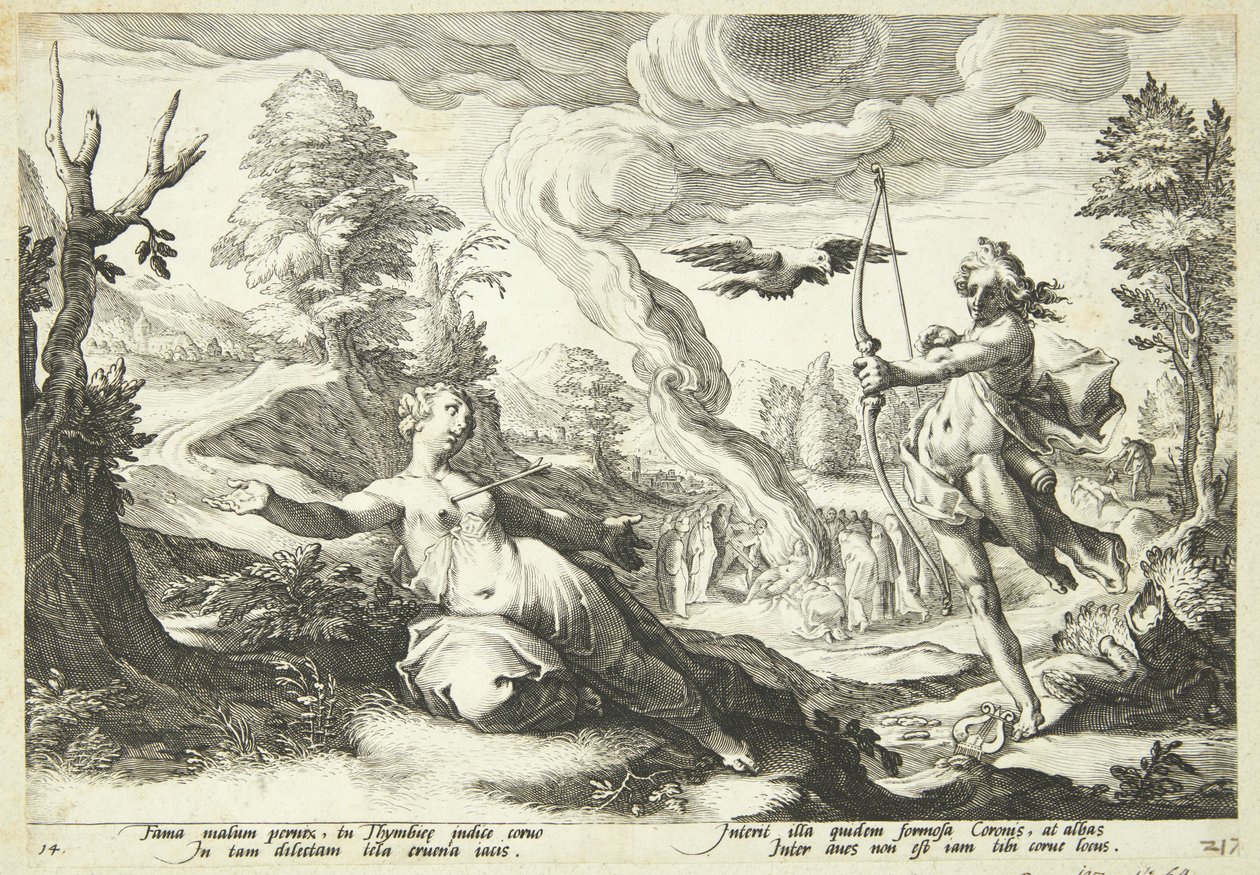 Apollon tötet Koronis von Hendrick Goltzius