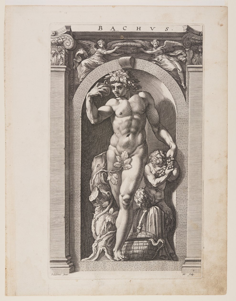 Bacchus, aus Acht Heidnische Götter von Hendrick Goltzius