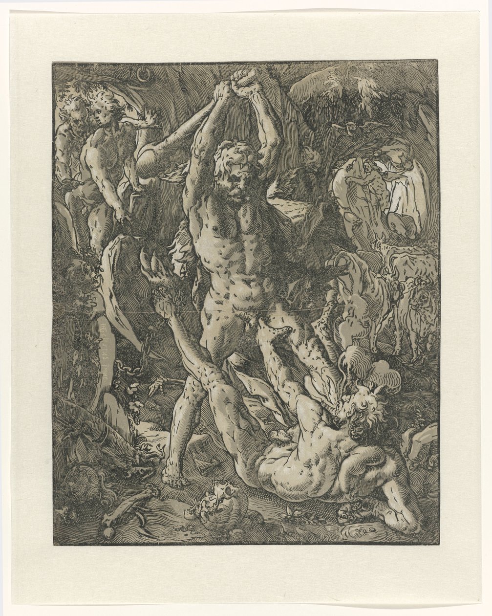 Herkules besiegt Cacus von Hendrick Goltzius