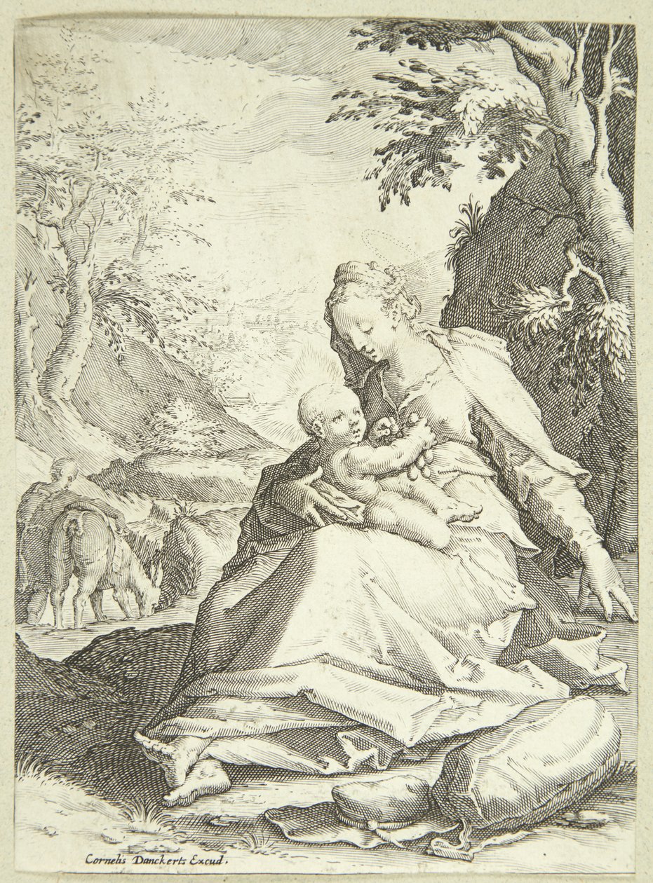 Die Rast auf der Flucht nach Ägypten von Hendrick Goltzius