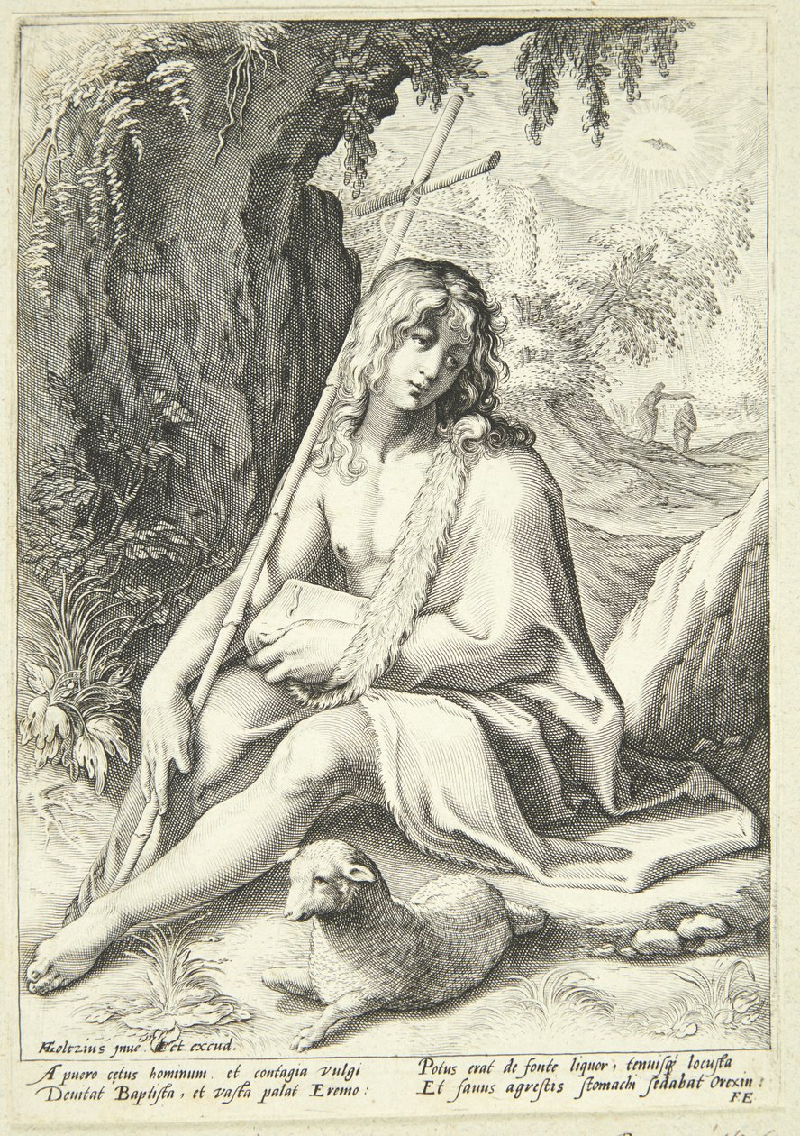 Johannes der Täufer in der Wüste von Hendrick Goltzius