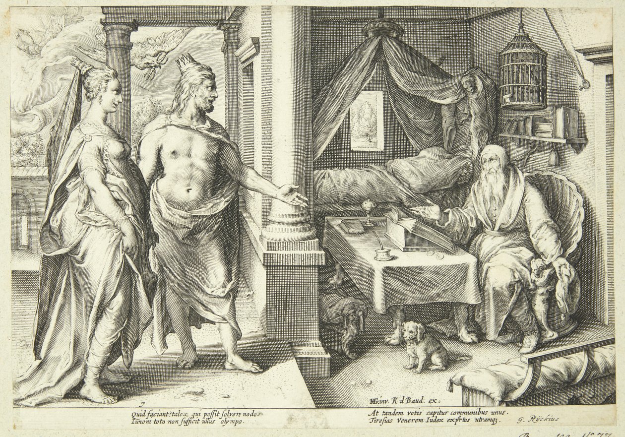 Jupiter und Juno konsultieren Teiresias von Hendrick Goltzius