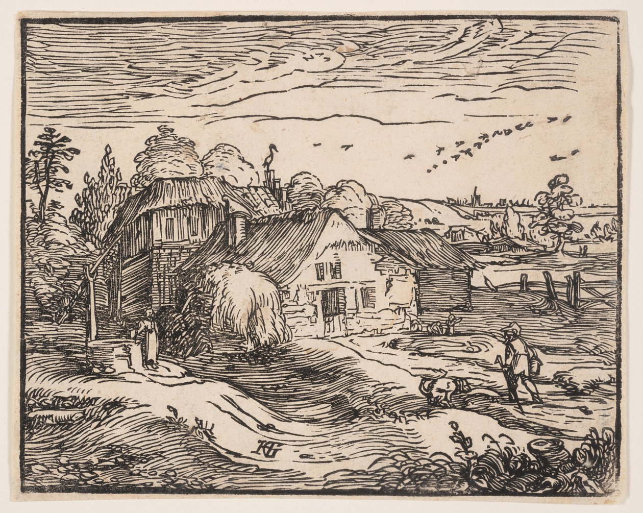 Landschaft mit einem Bauernhaus von Hendrick Goltzius