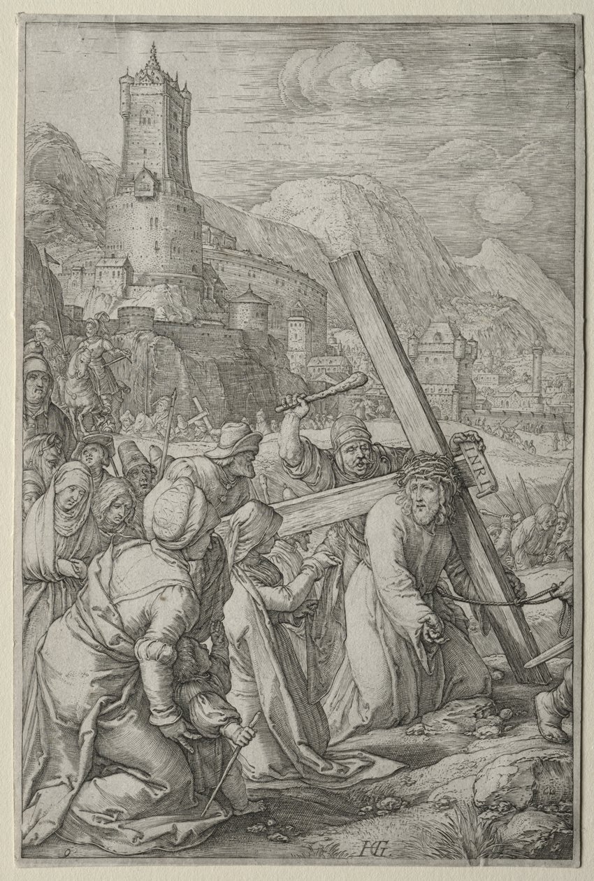 Die Passion: Christus trägt das Kreuz von Hendrick Goltzius