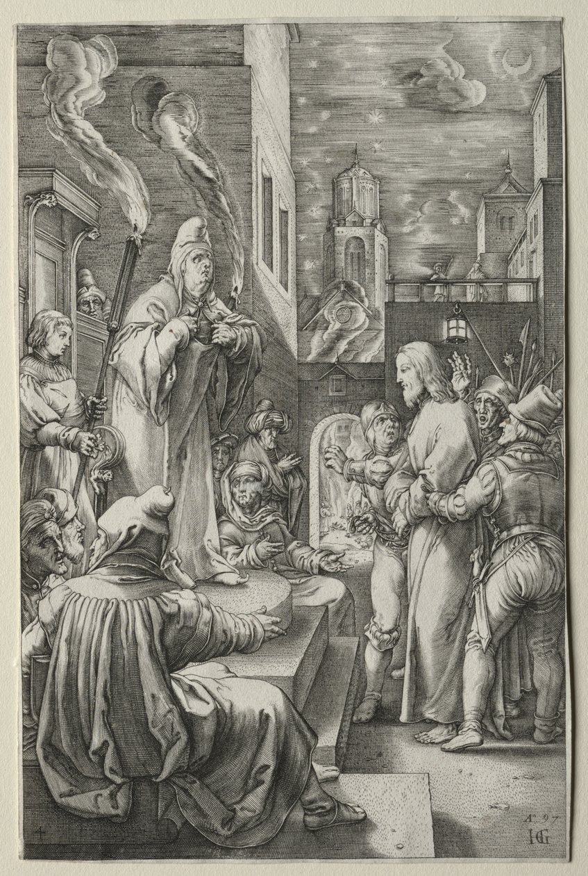 Die Passion: Christus vor Kaiphas von Hendrick Goltzius