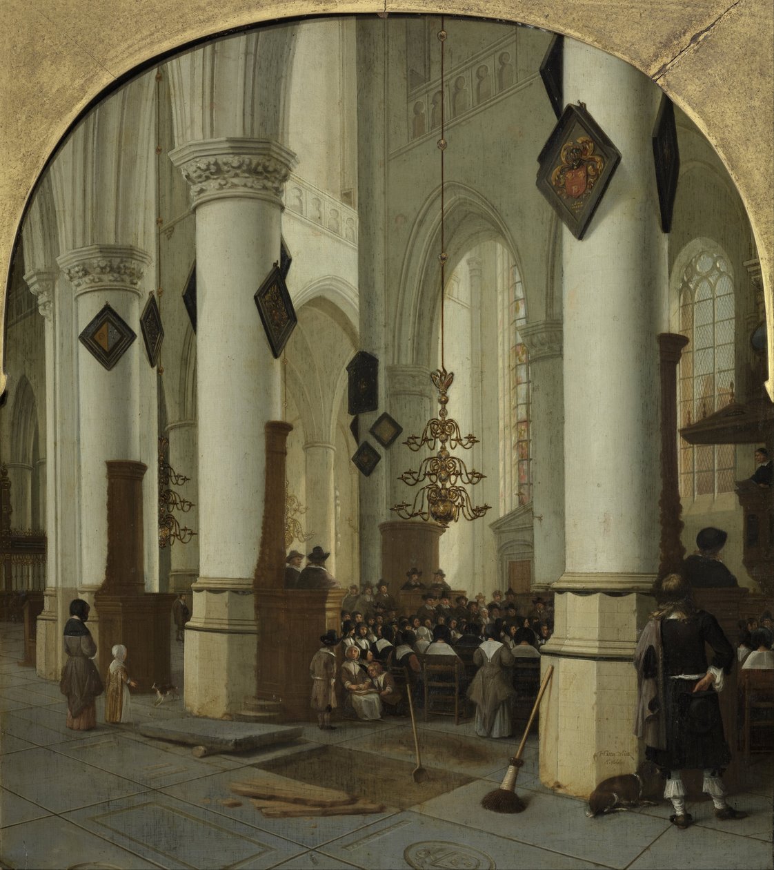 Ansicht der St. Bavo Kirche in Haarlem während der Messe von Hendrik Cornelisz. van Vliet