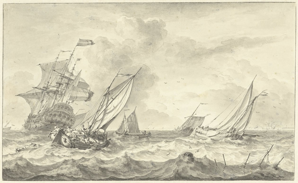 Meeresansicht (Zeichnung) von Hendrik Rietschoof