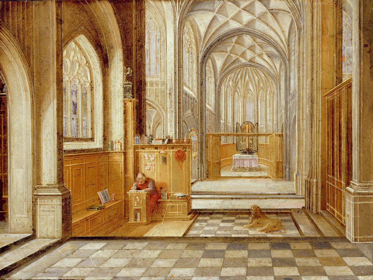 St. Hieronymus in einer gotischen Kirche von Hendrik the Younger Steenwyck