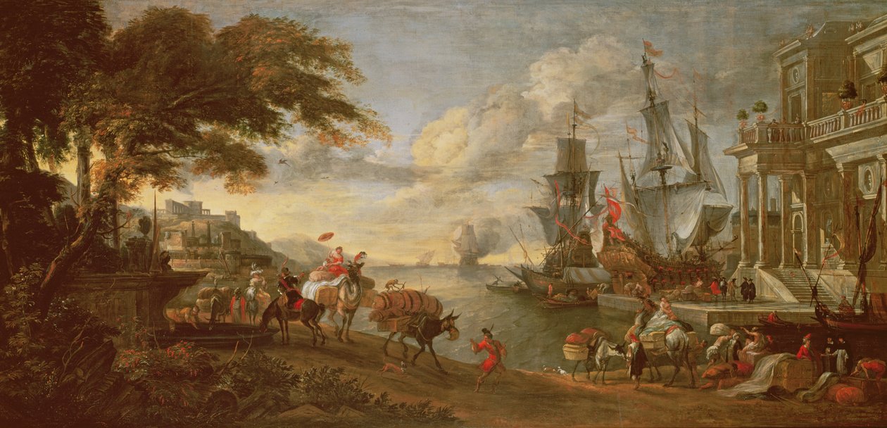 Ansicht eines Hafens im Orient von Hendrik van Minderhout