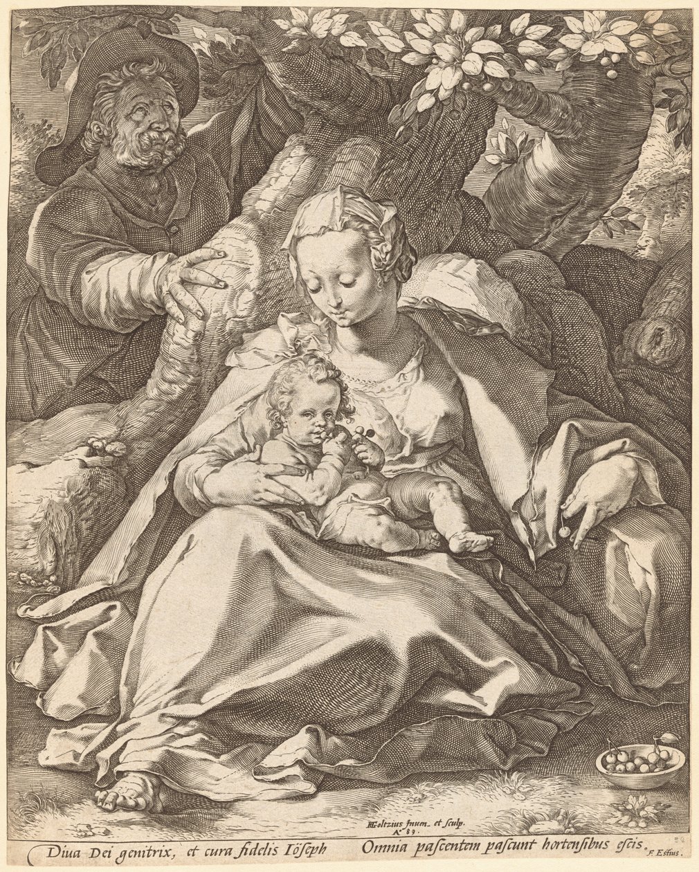 Die Heilige Familie unter einem Kirschbaum von Hendrik Goltzius