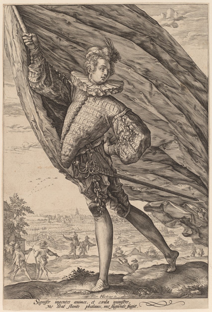Der Fahnenträger, nach links gewandt von Hendrik Goltzius