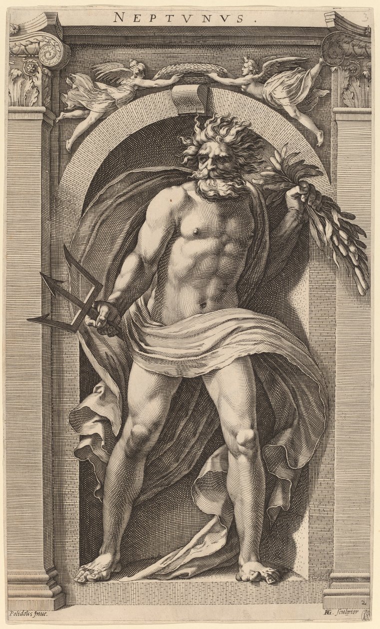 Neptun von Hendrik Goltzius after Polidoro da Caravaggio