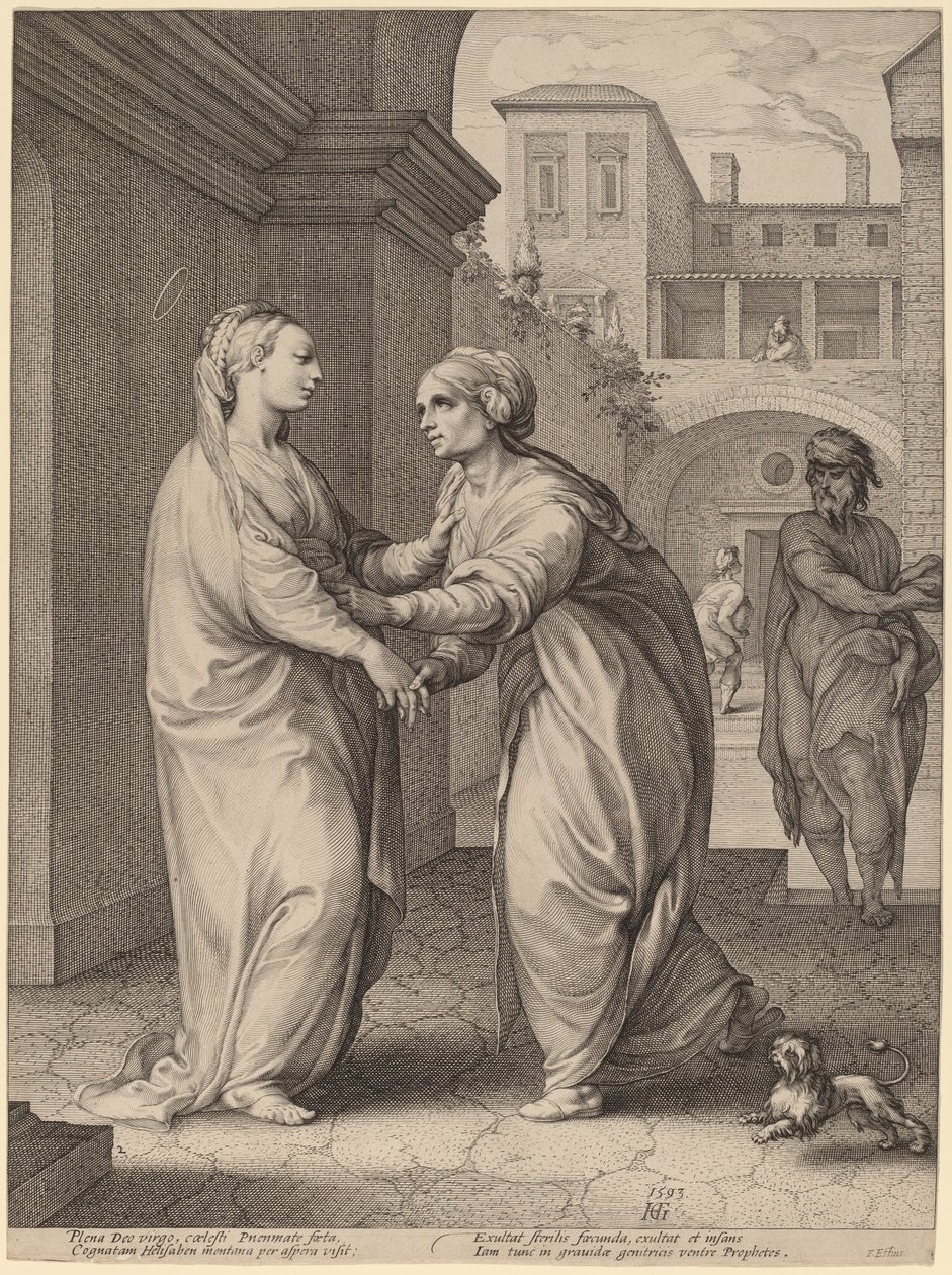 Die Heimsuchung von Hendrik Goltzius in the style of Parmigianino