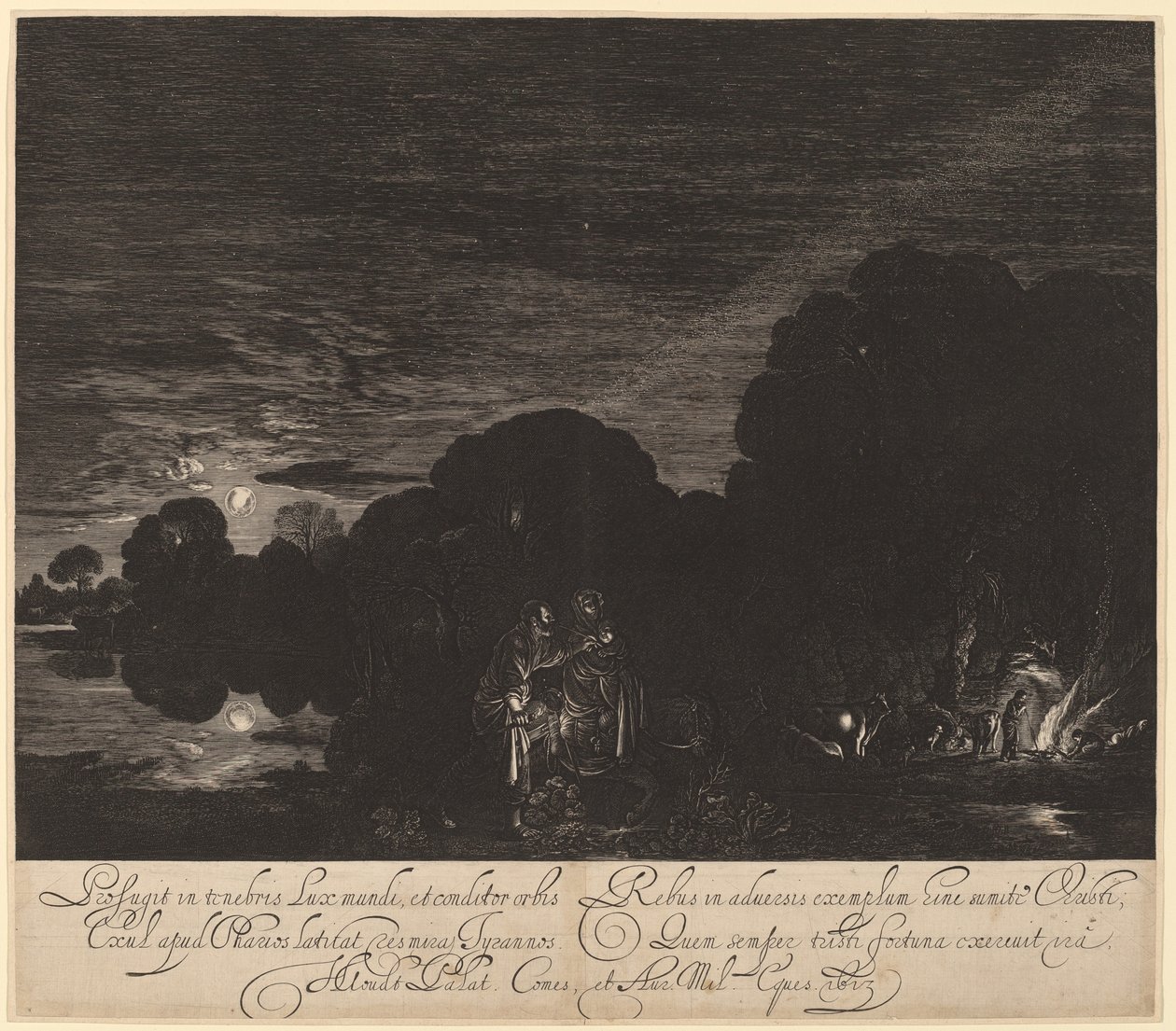 Die Flucht nach Ägypten von Hendrik Goudt after Adam Elsheimer
