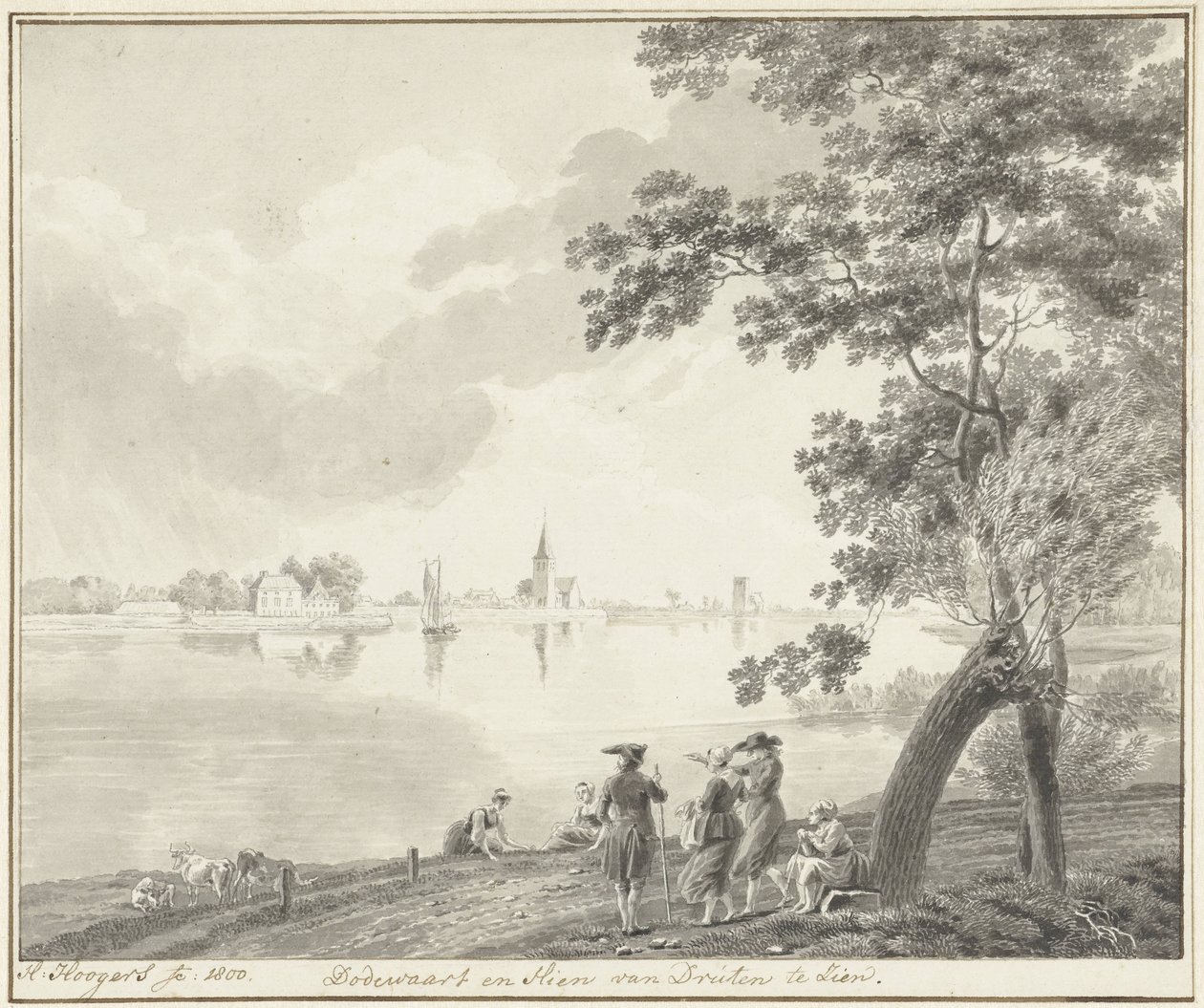 Ansicht von Dodewaard und Hien von Hendrik Hoogers