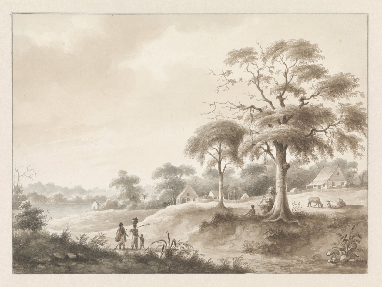 Häuser an einem Fluss von Hendrik Huygens