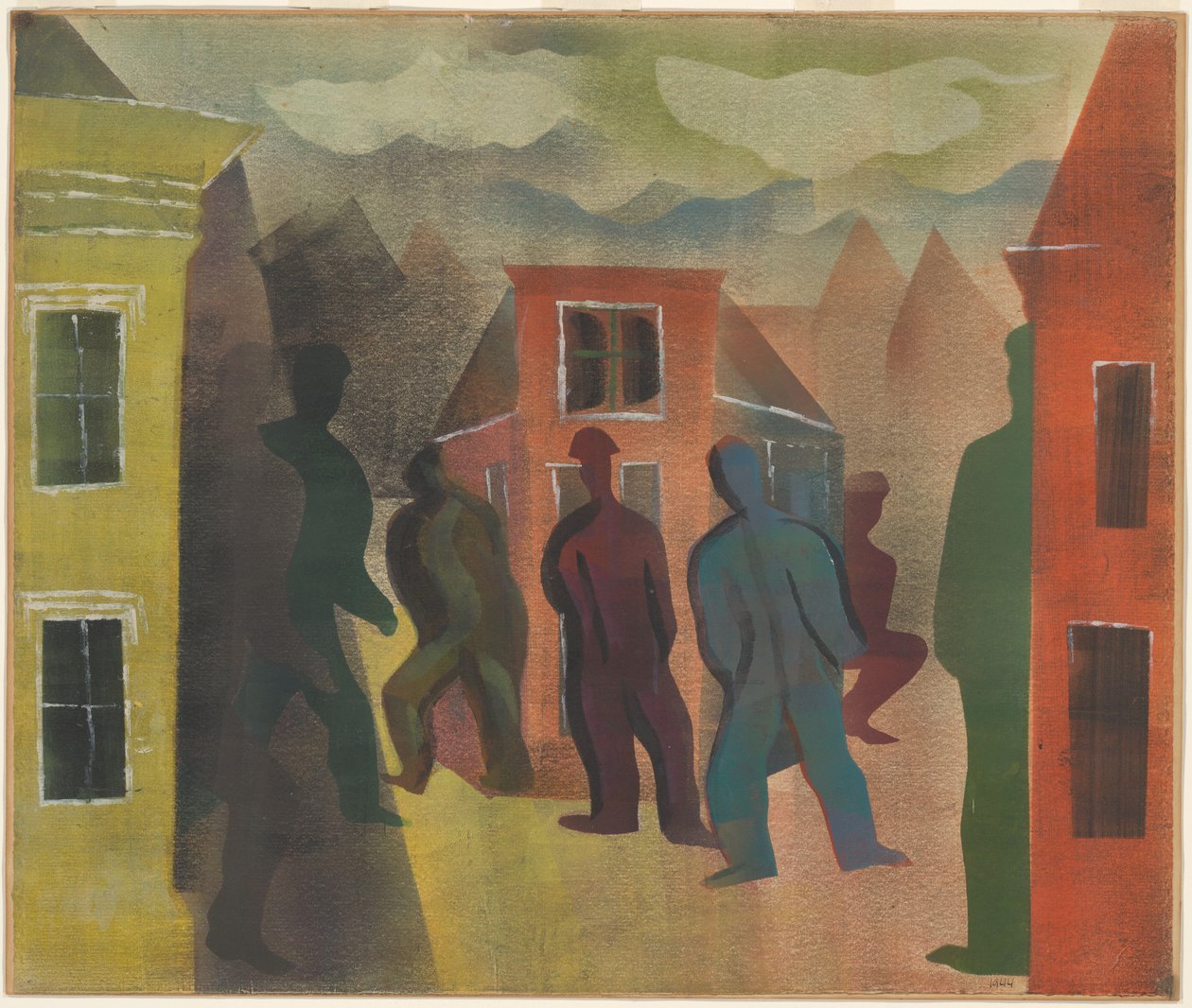 Straßenbild mit Figuren von Hendrik Nicolaas Werkman