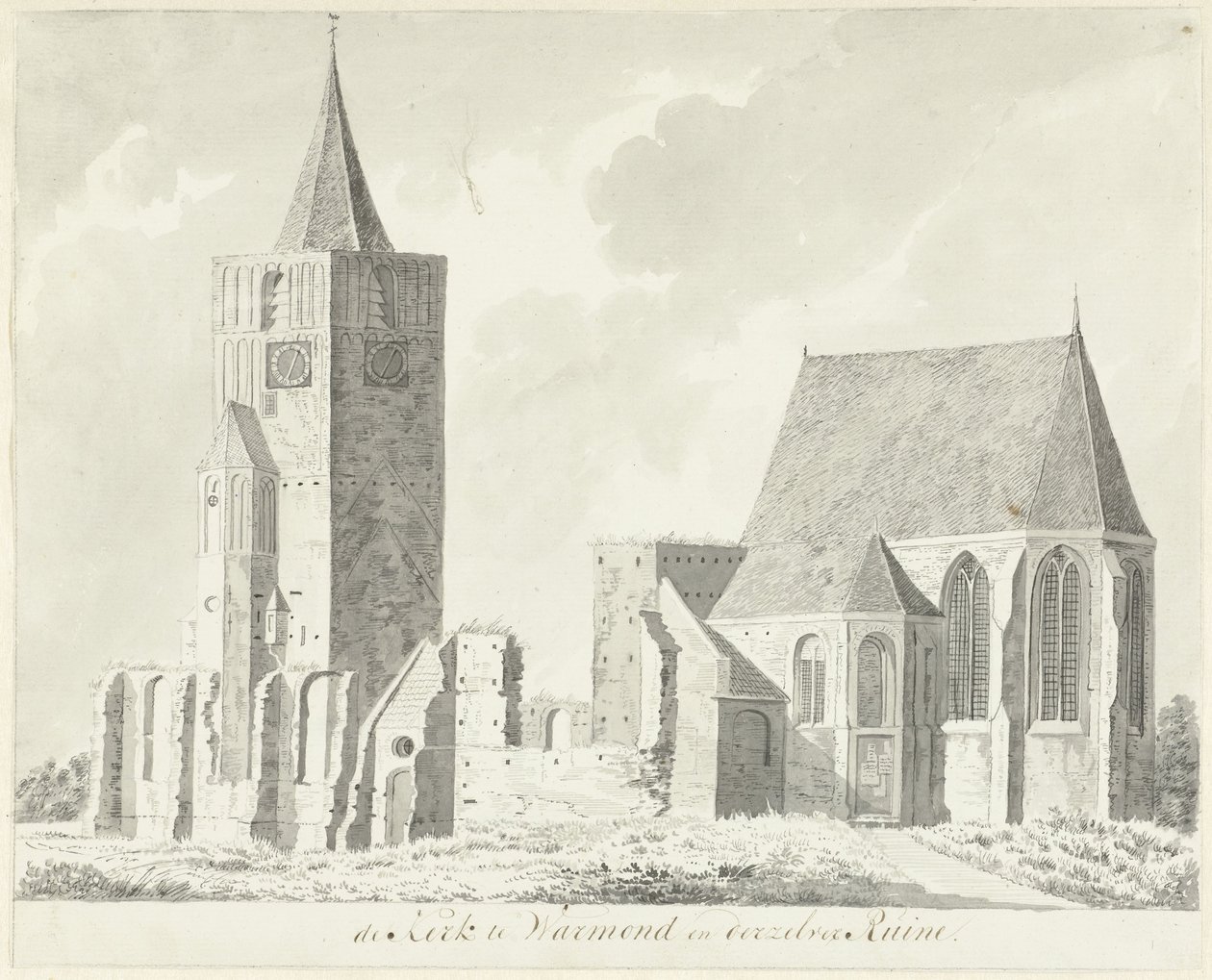 Kirche in Warmond und deren Ruine von Hendrik Tavenier