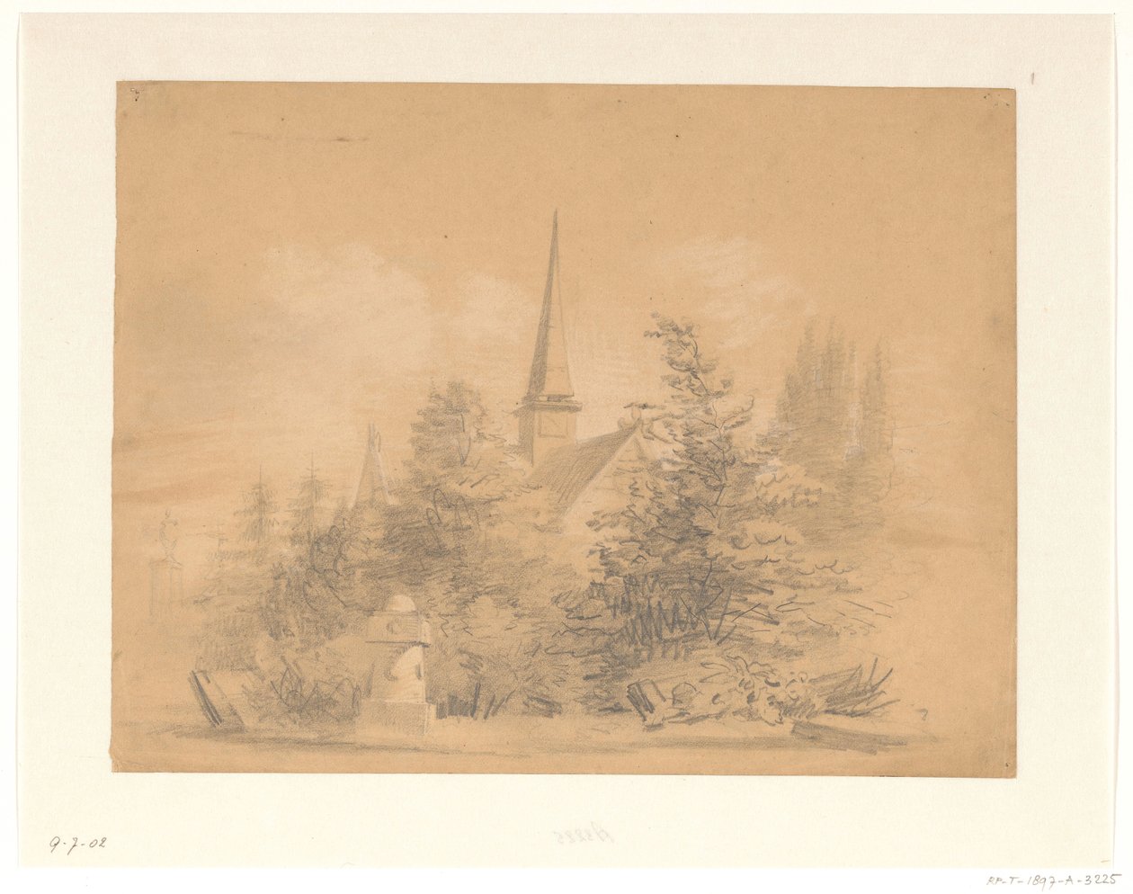 Kirche zwischen Bäumen von Hendrik Valkenburg
