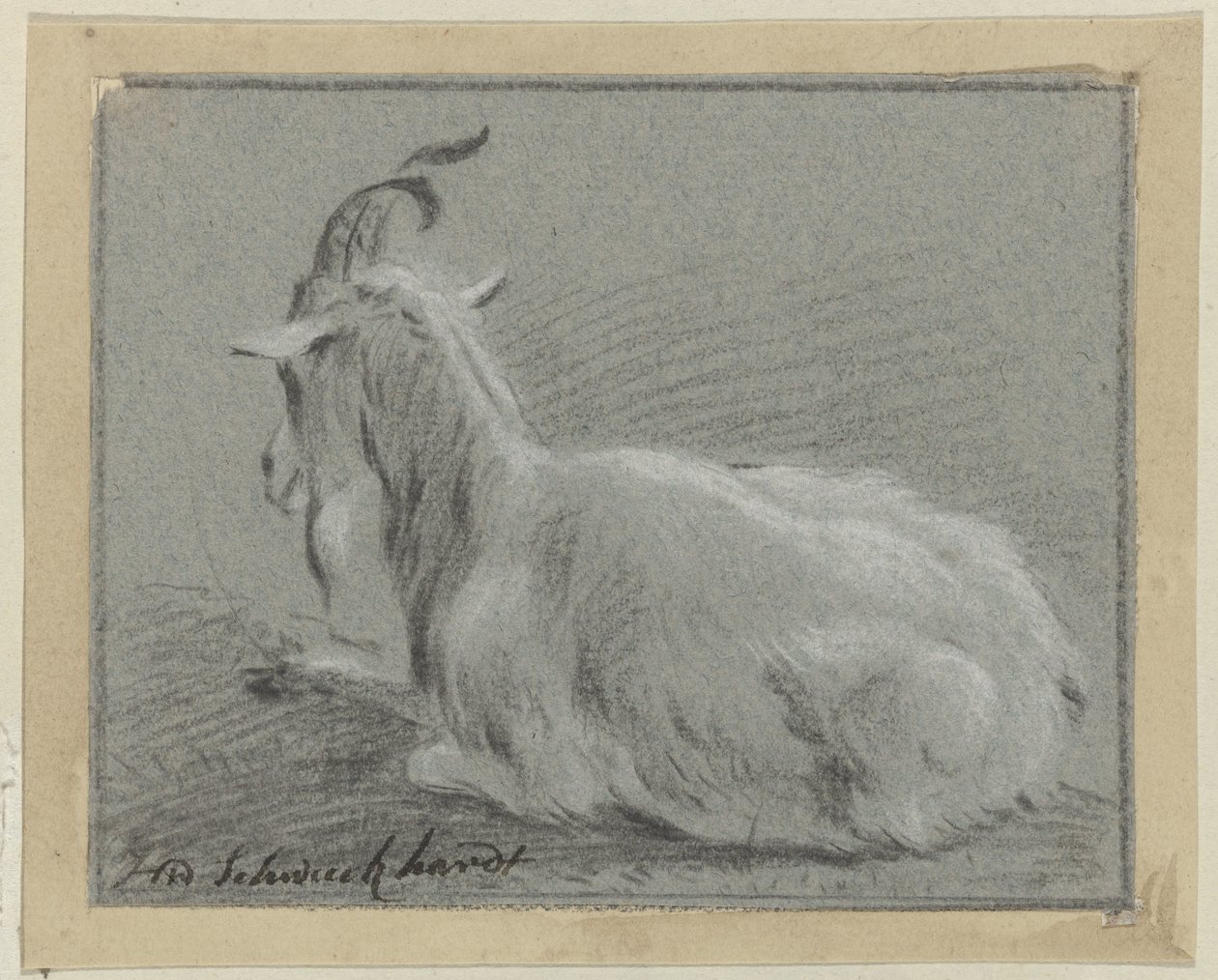 Liegende Ziege von Hendrik Willem Schweickhardt (signed by artist)