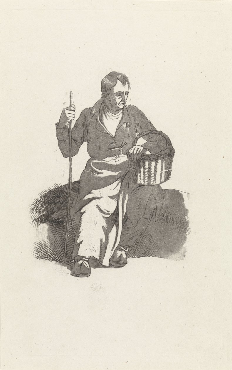 Sitzender Mann mit Korb von Hendrikus van de Sande Bakhuyzen