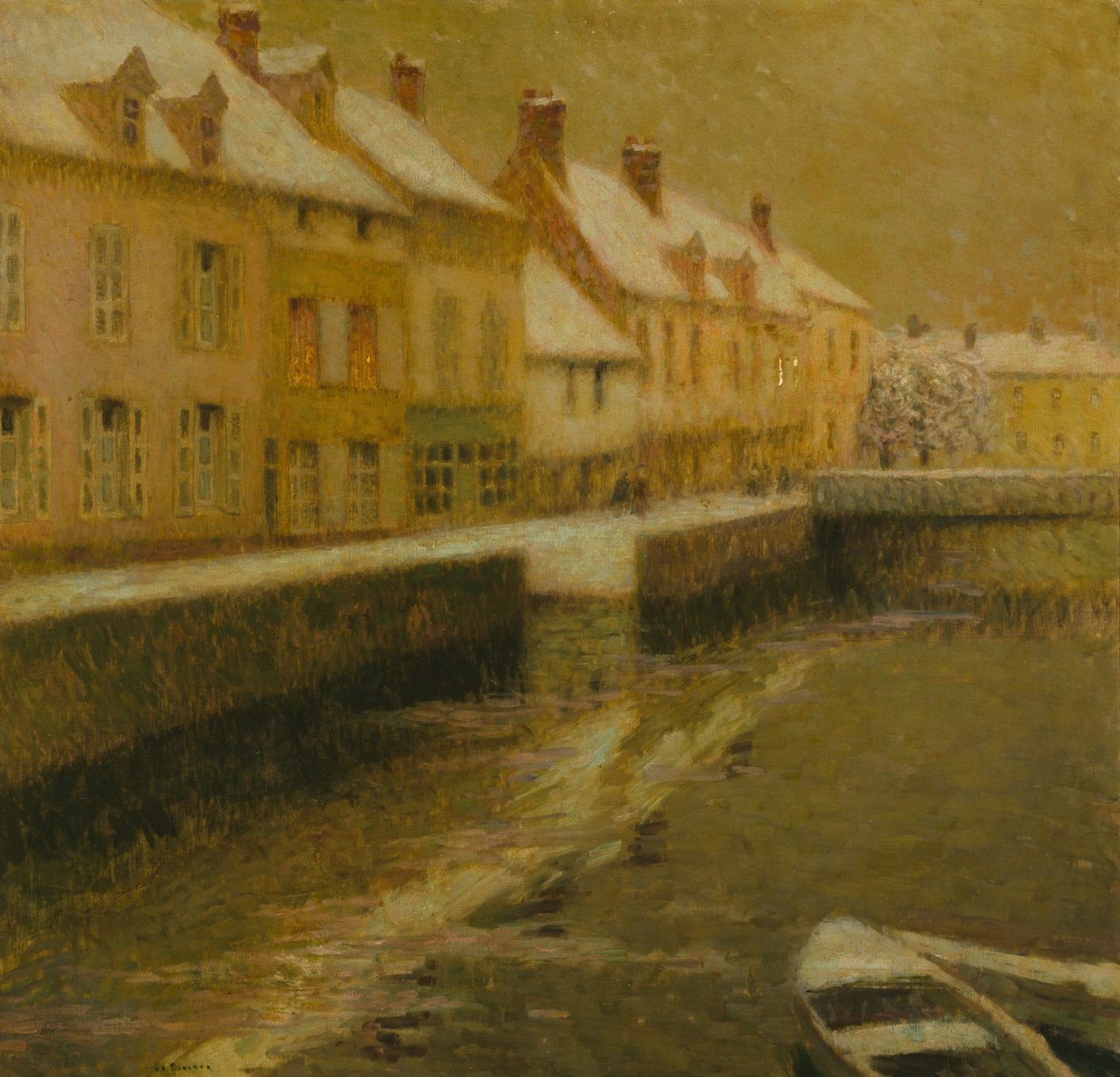 Kanal in Brügge, Winter von Henri Eugene Augustin Le Sidaner