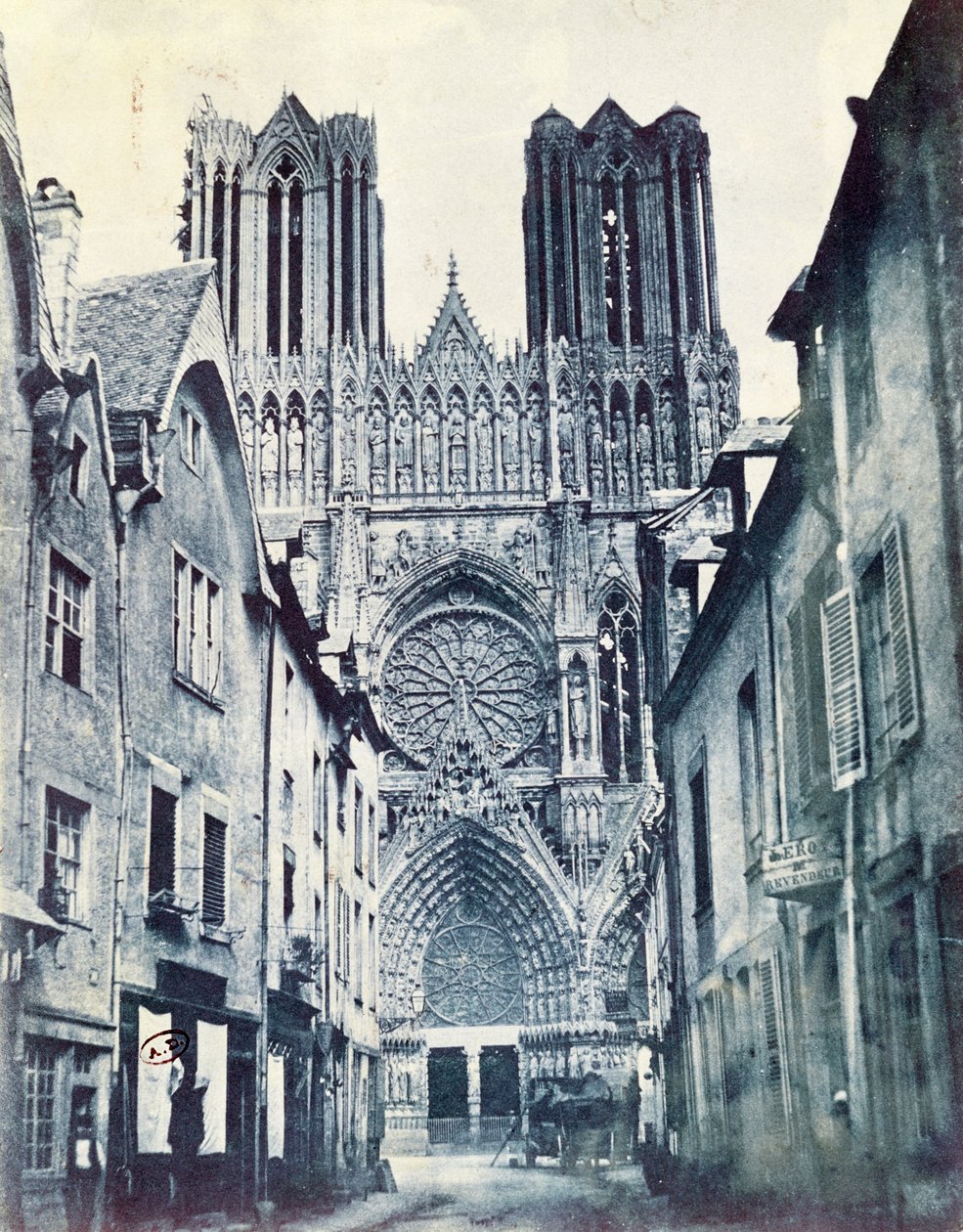 Kathedrale von Reims um 1851 (Cyanotypie) von Henri Jean Louis Le Secq