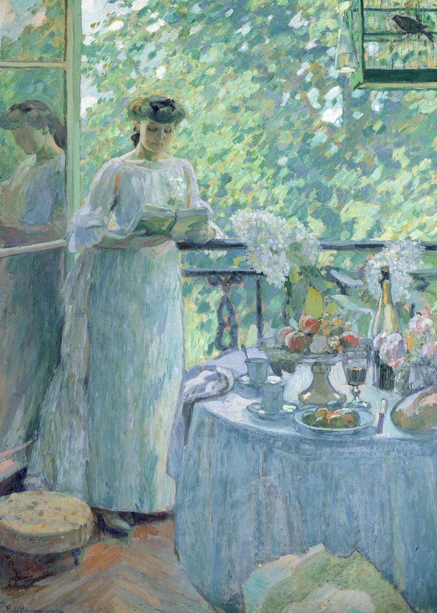 Frau auf einem Balkon von Henri Ottmann