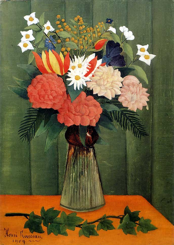 Blumenstrauß mit Efeuzweig von Henri Rousseau