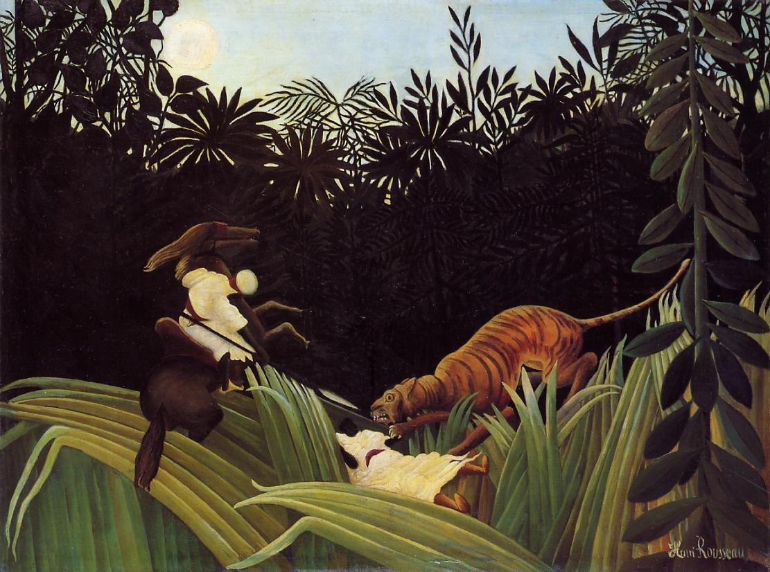 Späher von einem Tiger angegriffen von Henri Rousseau