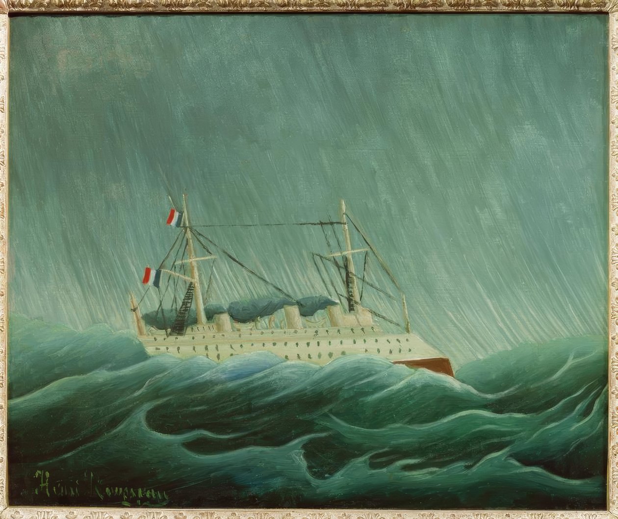 Das Schiff im Sturm (Das Gewitter auf dem Meer) von Henri Rousseau