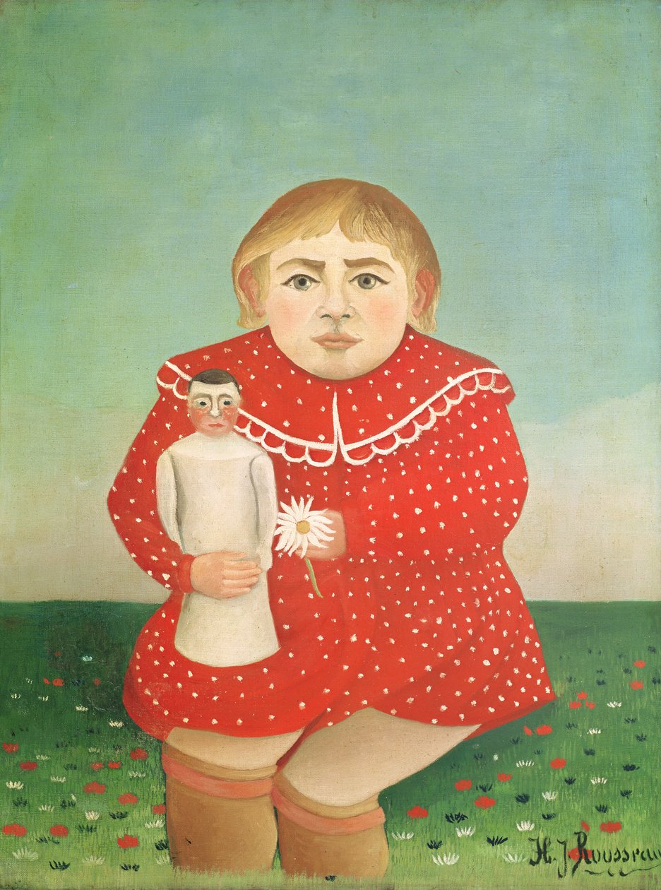 Das Mädchen mit einer Puppe, ca. 1892 oder ca. 1904-05 von Henri Rousseau